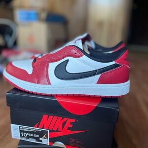 Jordan 1 low Nike Red, White, and Black Low-Top Sneakers